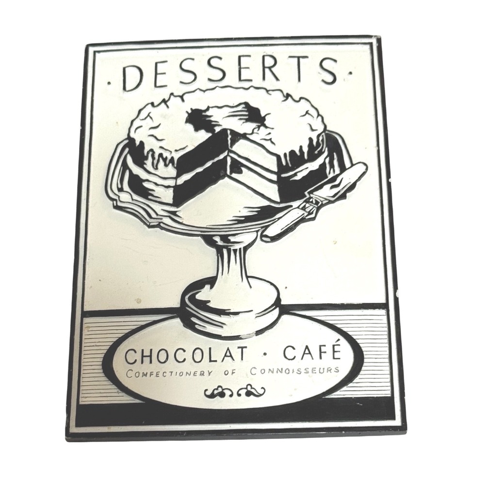 Vintage French Cafe Desserts Chocolat Cafe Cake Wall Plaque Black White Decor